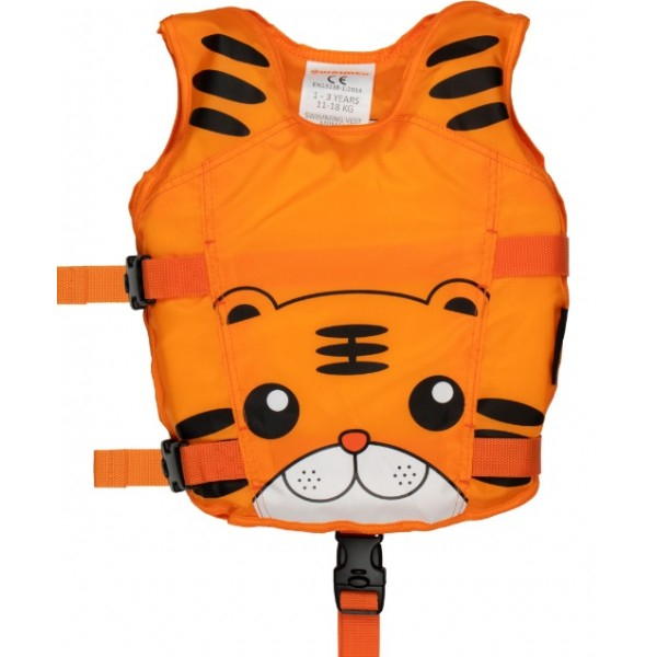 Animal svømmevest Orange TIGER - 1-3 år - 15-19 kg til børn