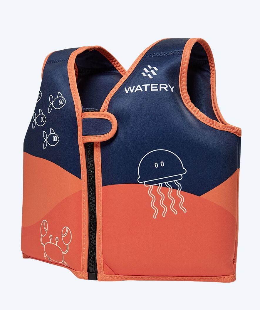 Watery svømmevest til børn (1-6) - Seadon - Mørkeblå/orange